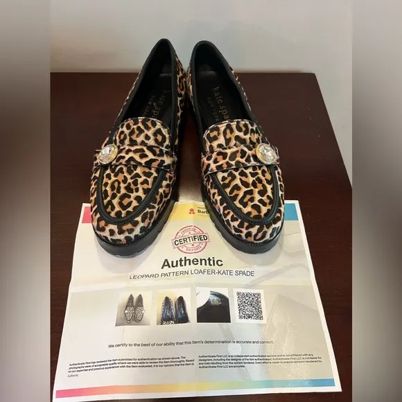 Kate Spade New York Posh Leopard-Print Calf Hair 🐆Embellished Loafers Shoes
