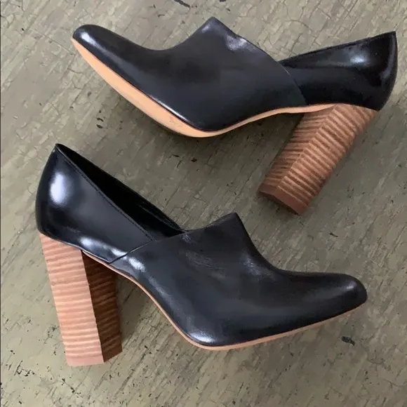 KATE SPADE SATURDAY Black Leather Block Heel Shoes
