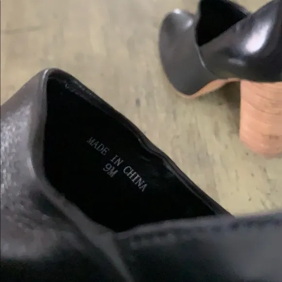 KATE SPADE SATURDAY Black Leather Block Heel Shoes