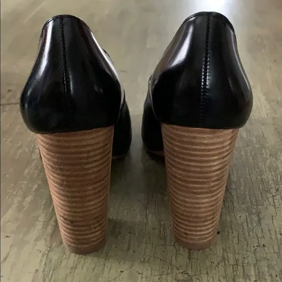 KATE SPADE SATURDAY Black Leather Block Heel Shoes