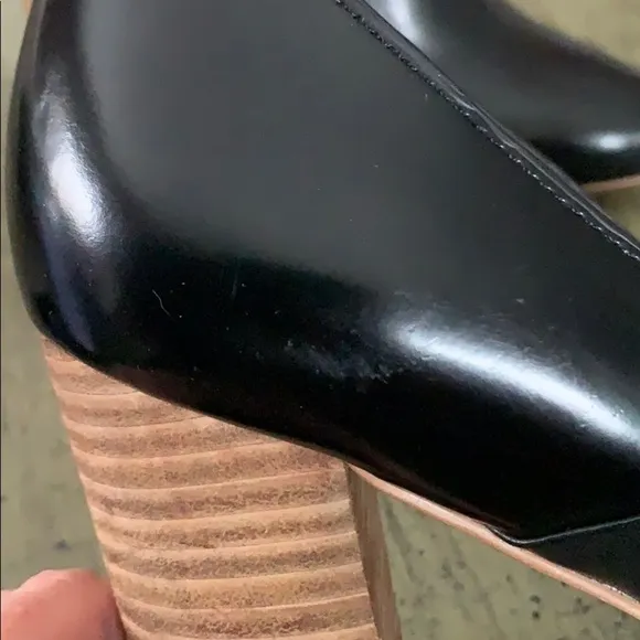 KATE SPADE SATURDAY Black Leather Block Heel Shoes