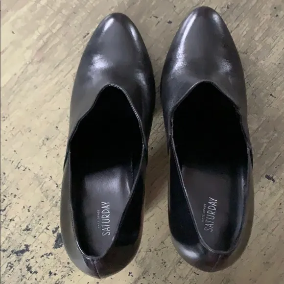 KATE SPADE SATURDAY Black Leather Block Heel Shoes