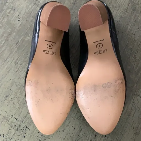 KATE SPADE SATURDAY Black Leather Block Heel Shoes