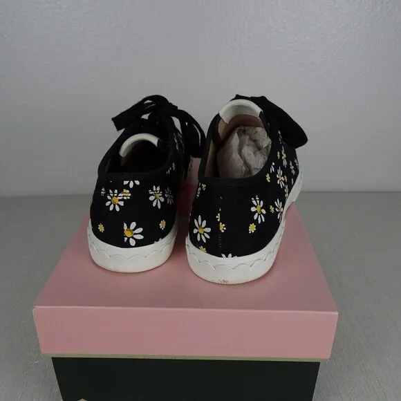 KATE SPADE Vale Linen Daisy Dot Fashion Sneakers Women's Shoes Canvas Black 6.5