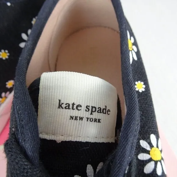 KATE SPADE Vale Linen Daisy Dot Fashion Sneakers Women's Shoes Canvas Black 6.5