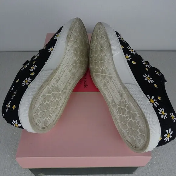 KATE SPADE Vale Linen Daisy Dot Fashion Sneakers Women's Shoes Canvas Black 6.5