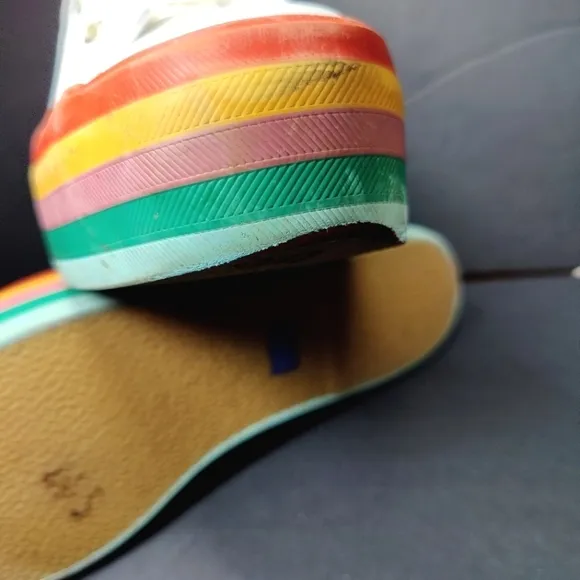 Keds Triple Up Rainbow Foxing White Leather Sneakers Women's Shoe Size 6.5