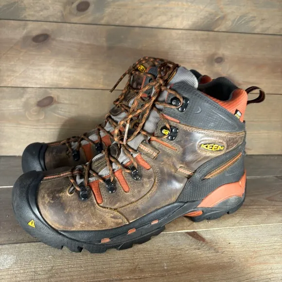 keen utility pittsburgh mens size 14 wide EE shoes brown leather soft toe boots