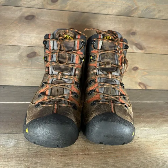 keen utility pittsburgh mens size 14 wide EE shoes brown leather soft toe boots