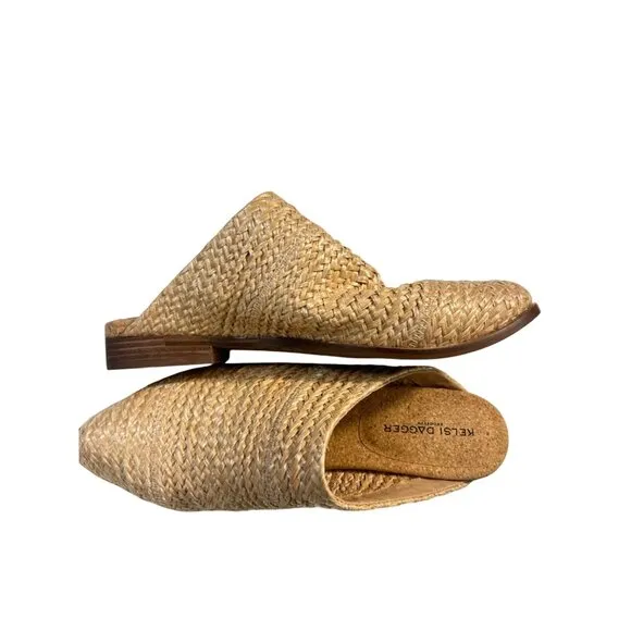Kelsi Dagger Brooklyn Sail Raffia Mules Shoes Sz 9.5 New