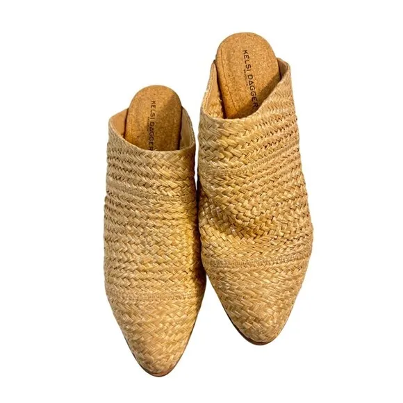 Kelsi Dagger Brooklyn Sail Raffia Mules Shoes Sz 9.5 New