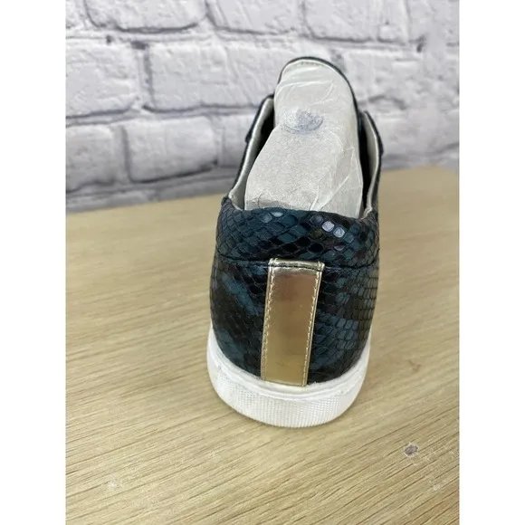 Kenneth Cole Blue Python Snakeskin Sneakers Shoes size 8.5 NWT Animal Print Shoe