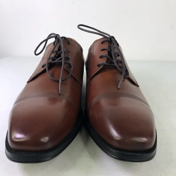 Kenneth Cole Reaction Pure Hearted Brown Leather Oxford Dress Shoes Size 7