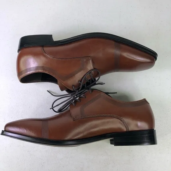Kenneth Cole Reaction Pure Hearted Brown Leather Oxford Dress Shoes Size 7
