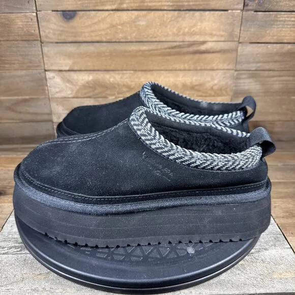 Koolaburra UGG Burree Womens Size 6 Slippers Black Faux Fur Lined Platform Shoes