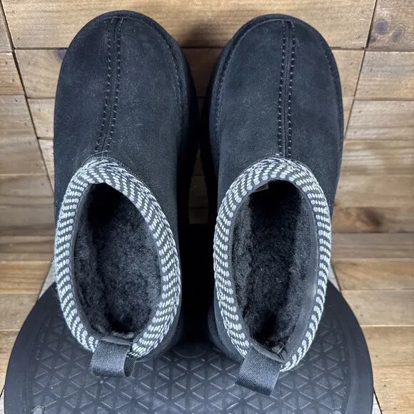 Koolaburra UGG Burree Womens Size 6 Slippers Black Faux Fur Lined Platform Shoes