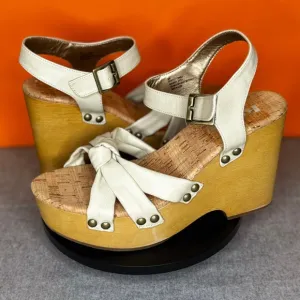 KORKS Dawson Platform Wood Wedge Sandal Light Grey Size 9 M