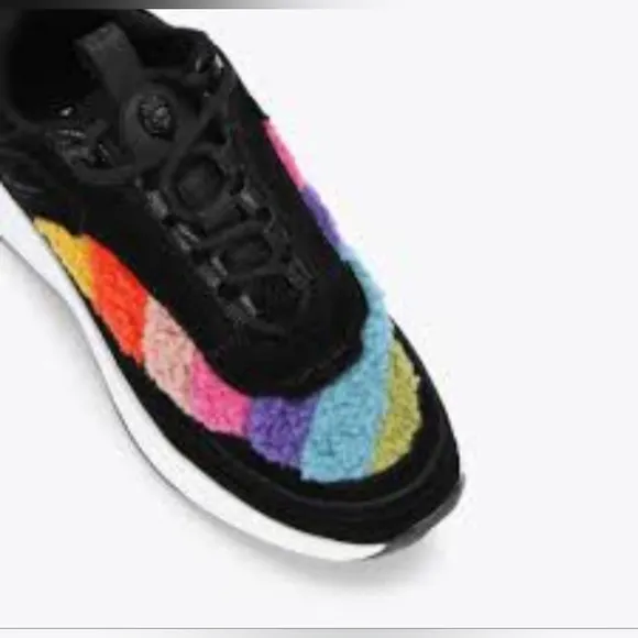 Kurt Geiger Luda Faux Rainbow Shearling Quilted Sneakers Tennis Shoes NEW