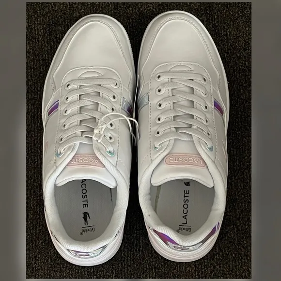 Lacoste Kids T-Clip Sneakers White/Pink Color Little Girl Size-1