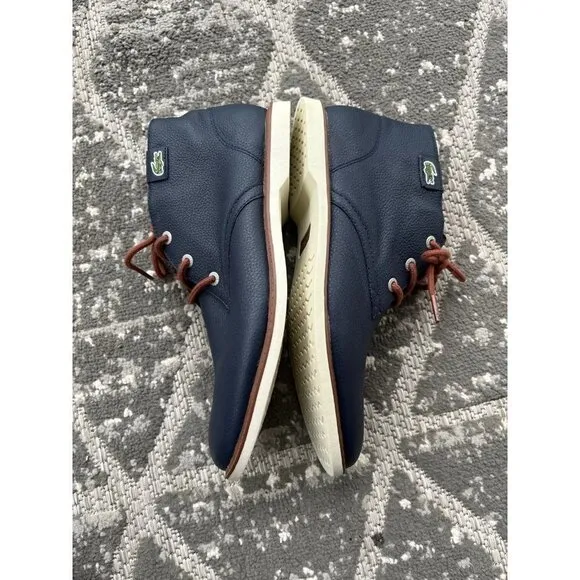 Lacoste Sherbrook Leather Navy Blue Shoes NEW