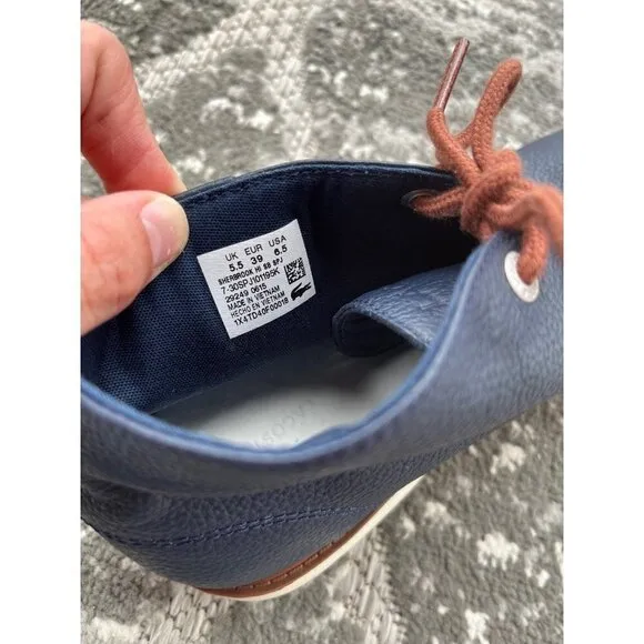 Lacoste Sherbrook Leather Navy Blue Shoes NEW