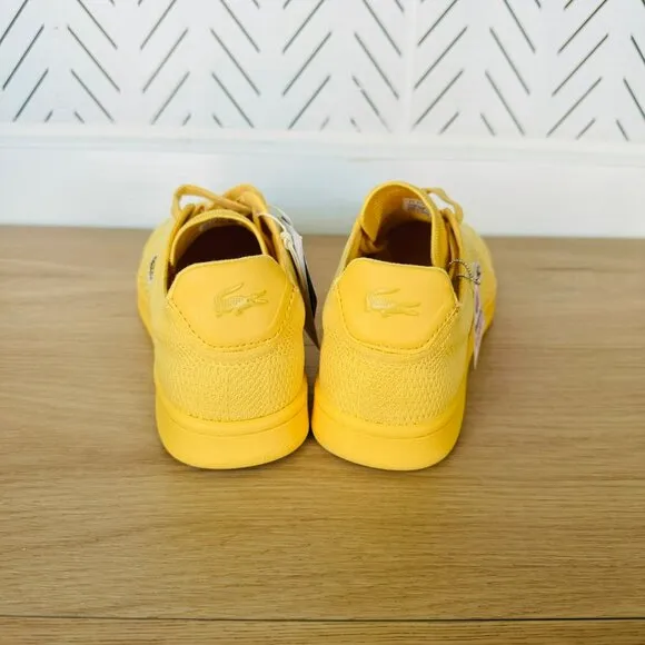🤩Lacoste Womens Casual Preppy Shoes Sz 6.5(7.5) Carnaby Piquee Sneakers Yellow