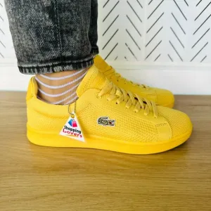 🤩Lacoste Womens Casual Preppy Shoes Sz 6.5(7.5) Carnaby Piquee Sneakers Yellow