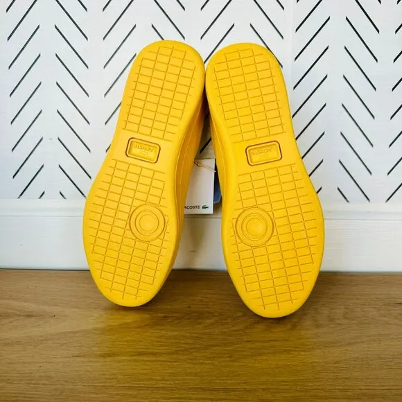 🤩Lacoste Womens Casual Preppy Shoes Sz 6.5(7.5) Carnaby Piquee Sneakers Yellow