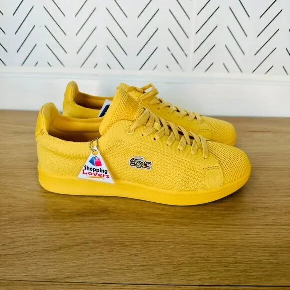🤩Lacoste Womens Casual Preppy Shoes Sz 6.5(7.5) Carnaby Piquee Sneakers Yellow