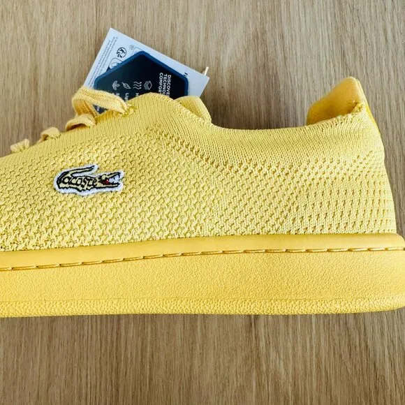 🤩Lacoste Womens Casual Preppy Shoes Sz 6.5(7.5) Carnaby Piquee Sneakers Yellow