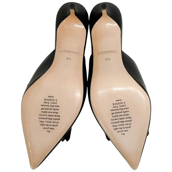 L'Agence Black Leather Bijou Mules