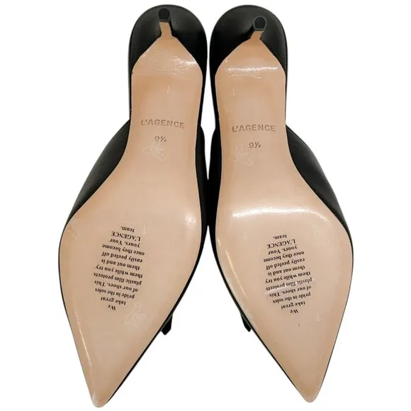L'Agence Black Leather Bijou Mules