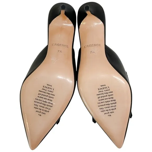 L'Agence Black Leather Bijou Mules