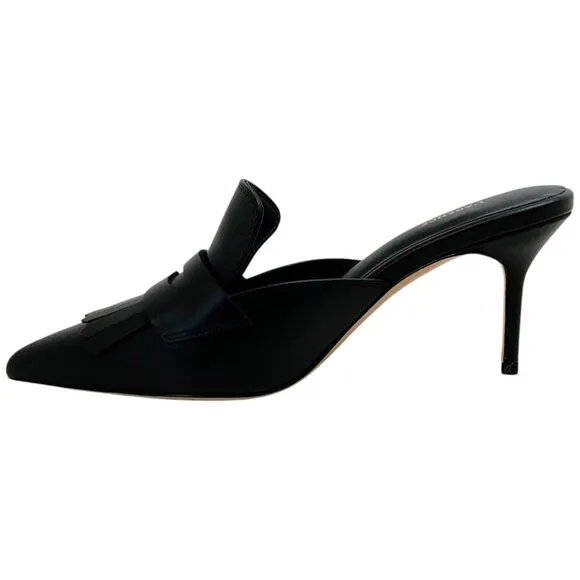 L'Agence Black Leather Bijou Mules