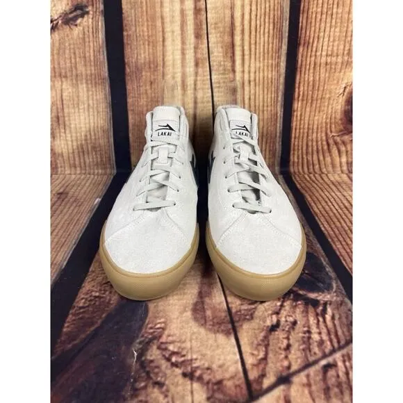 LAKAI FLACO 2 MID Top - Men’s 8.5 - White Gum Suede And Canvas Shoes EUC in Box