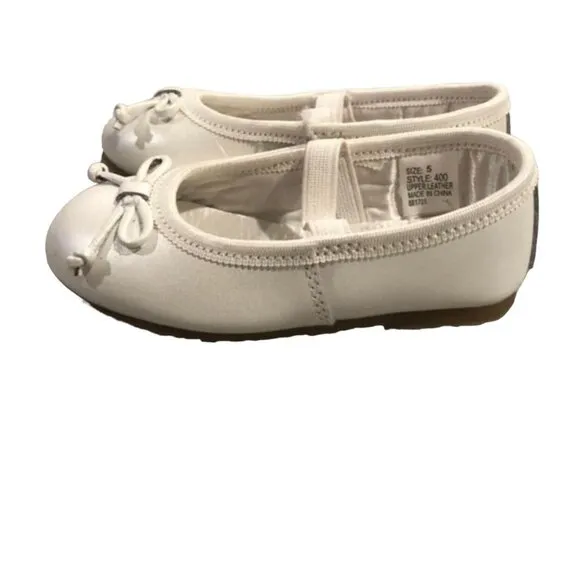 L'Amour Sz 5 White Bow Mary Jane Ballet Flats Shoes