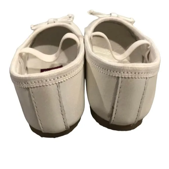 L'Amour Sz 5 White Bow Mary Jane Ballet Flats Shoes