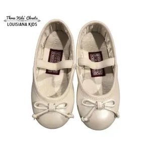 L'Amour Sz 5 White Bow Mary Jane Ballet Flats Shoes