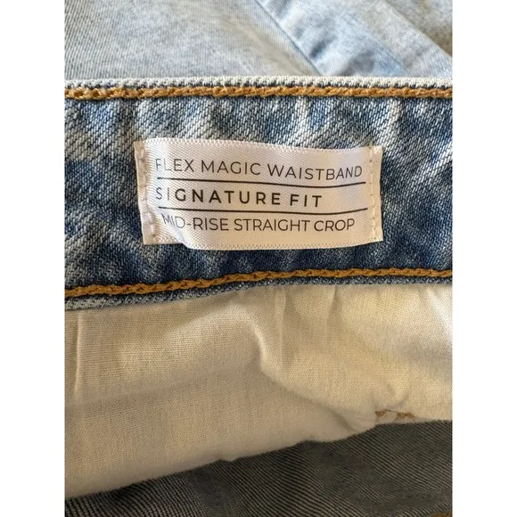 Lane Bryant Size 20 Denim Cropped Wide Leg Ripped Jeans Light Wash Plus