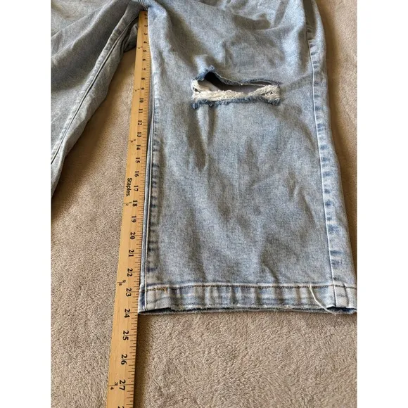 Lane Bryant Size 20 Denim Cropped Wide Leg Ripped Jeans Light Wash Plus