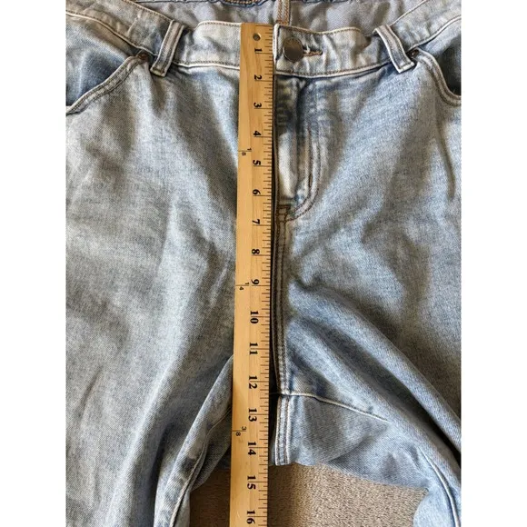 Lane Bryant Size 20 Denim Cropped Wide Leg Ripped Jeans Light Wash Plus