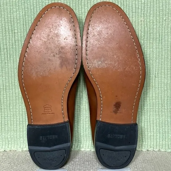 Leather Classics Men's Two-Tone Wingtip Canvas Leather Tie Oxford Shoes SZ US 7D