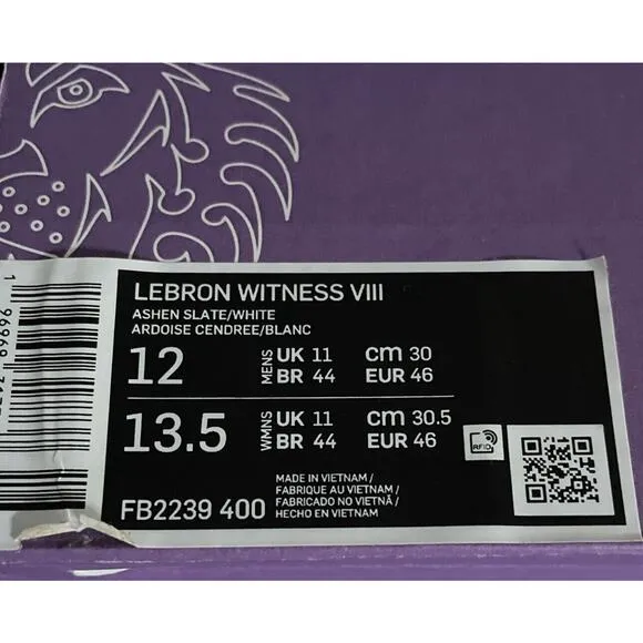Lebron Witness Slate NBA Basketball Shoes FB2239 Mens 12 New in Box Fast Ship