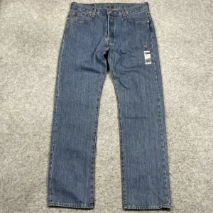 Levis 501 Jeans Mens 34x34 Blue Button Fly Straight Leg Original Denim NWOT