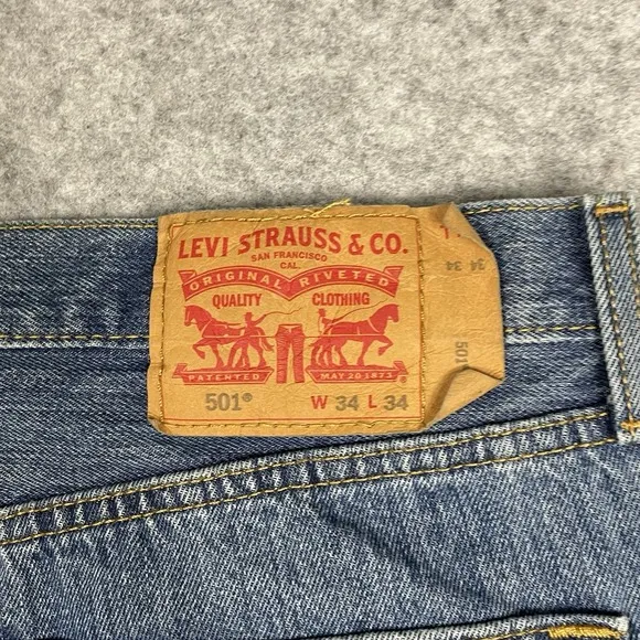 Levis 501 Jeans Mens 34x34 Blue Button Fly Straight Leg Original Denim NWOT