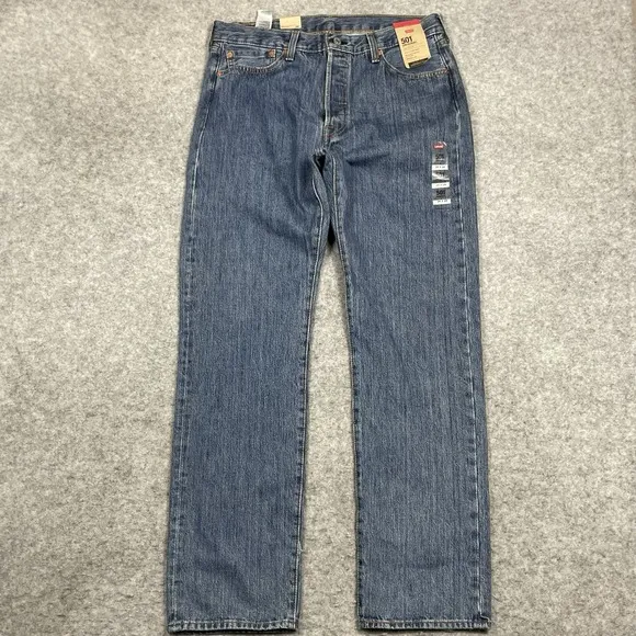 Levis 501 Jeans Mens 34x34 Blue Button Fly Straight Leg Original Denim NWT