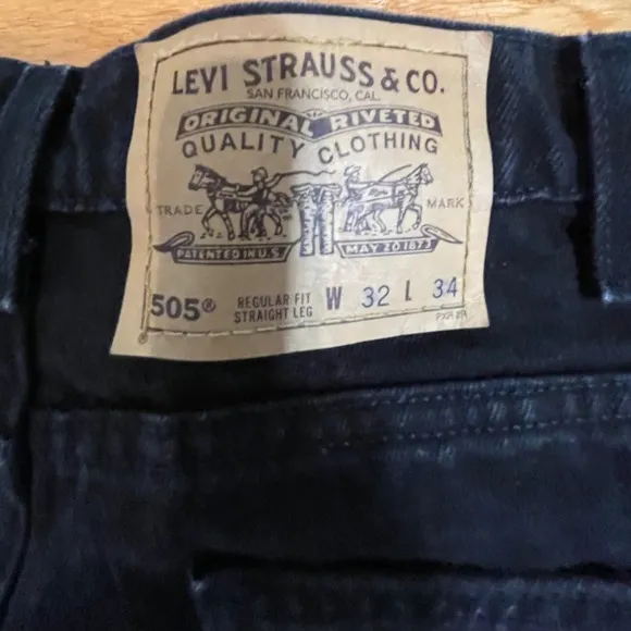Levi's 505 Orange Tab Black Jeans  Straight Leg Vintage 90's Cotton W32 L34