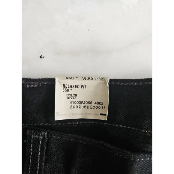 Levi’s 550 Relaxed Fit Big &amp; Tall Black Husky Jeans W50 X L30