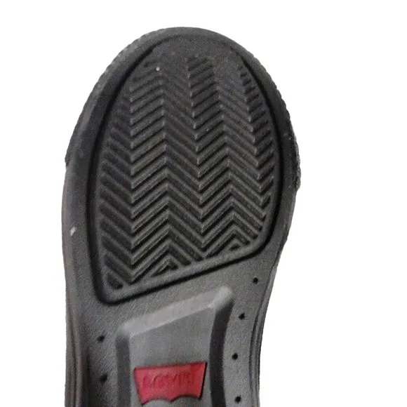 Levi's Womens BLACK Sneakers Sz 8.5 Low Top FAUX LEATHER Embroidered  Spell out