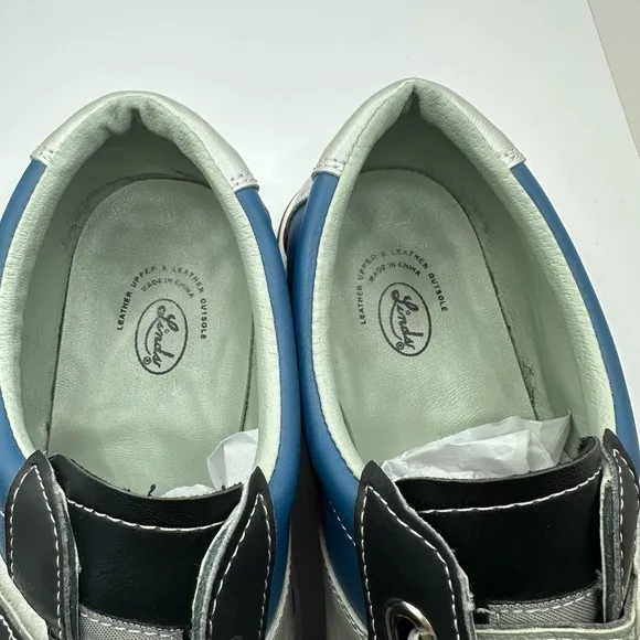Linds Bowling Shoes Oxford Blue Leather Hook And Loop Leather Rental Mens 16